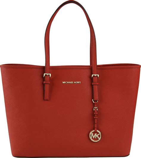 michael kors medium jet set tote red